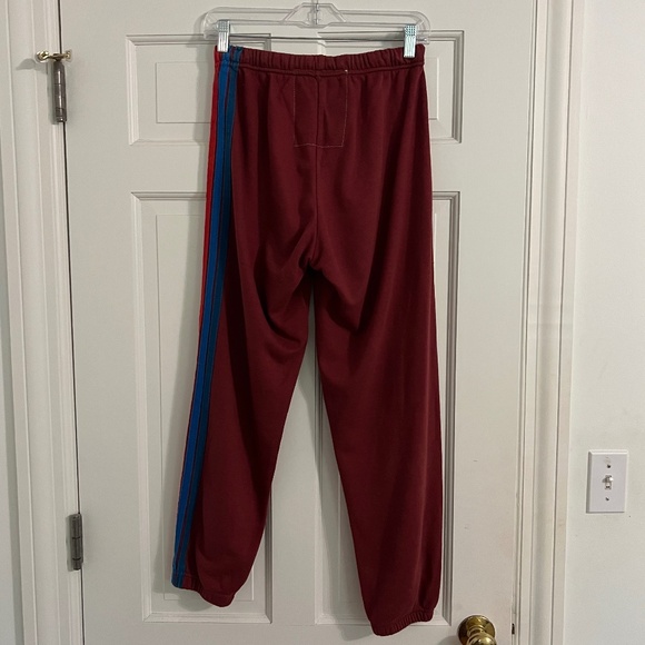 Aviator Nation 5 Stripe Burgundy Sweatpants Size M - Picture 10 of 13